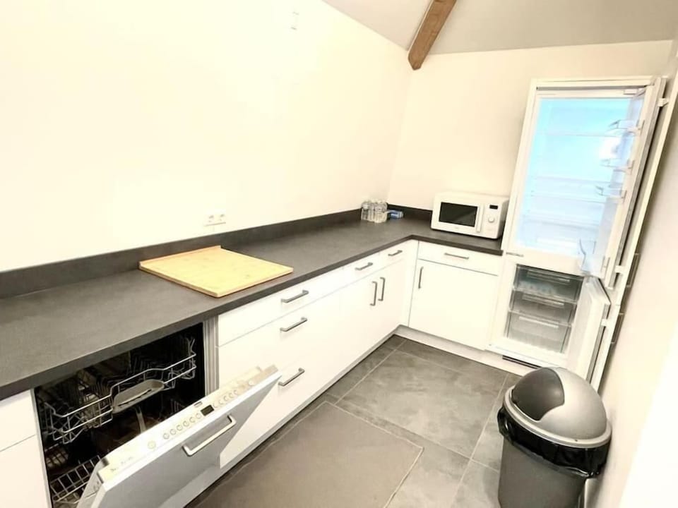 Full-size fridge, microwave, oven, stovetop