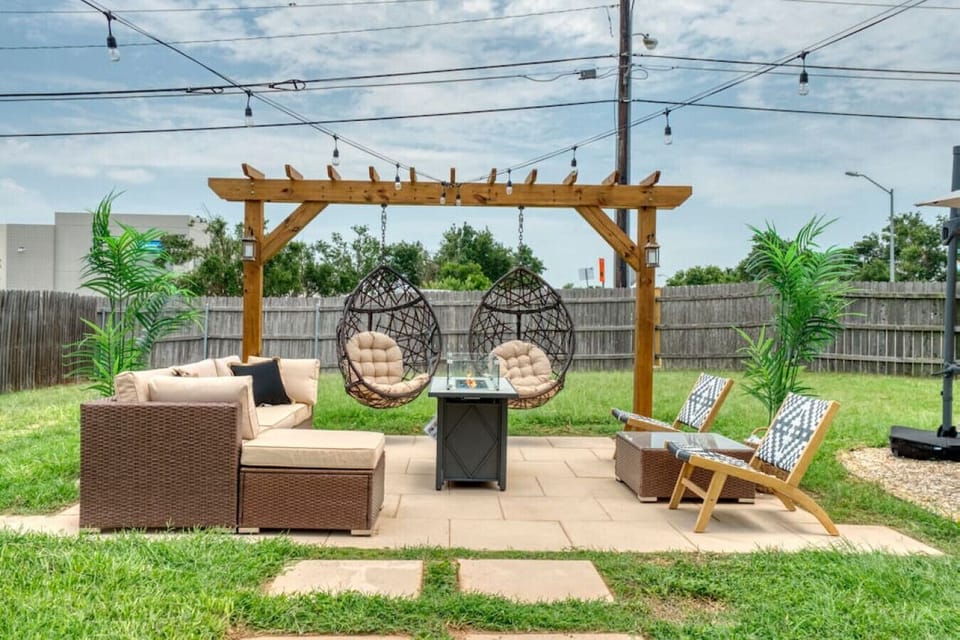 Enjoy late night conversations with family in our hip outdoor space with gas fireplace.