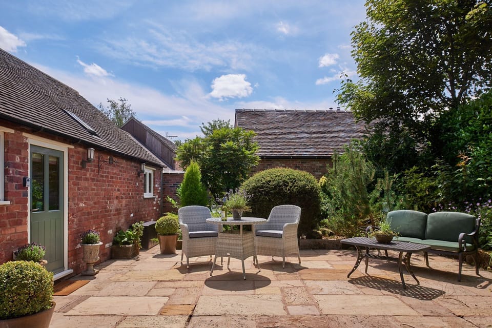 The patio at Hollington Barns, Peak District