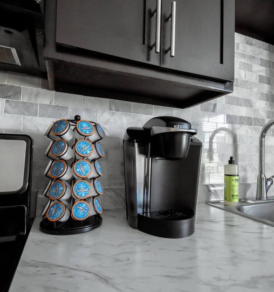 Kitchen- Keurig and coffee