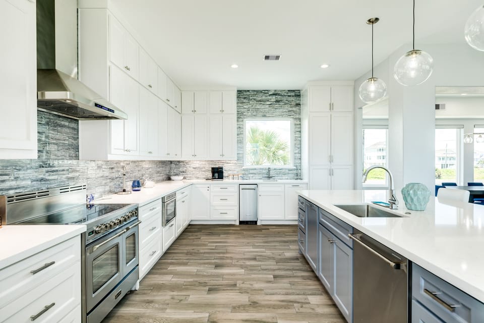 Fully equipped kitchen with stainless steel appliances