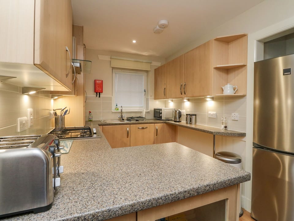 Fridge, dishwasher, electric kettle, toaster