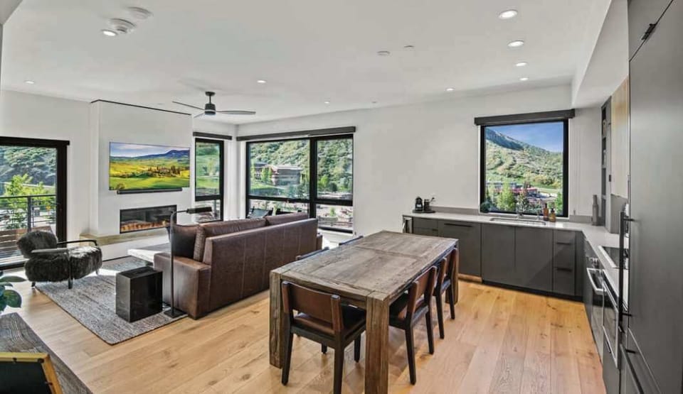 Dining area, kitchen, living room