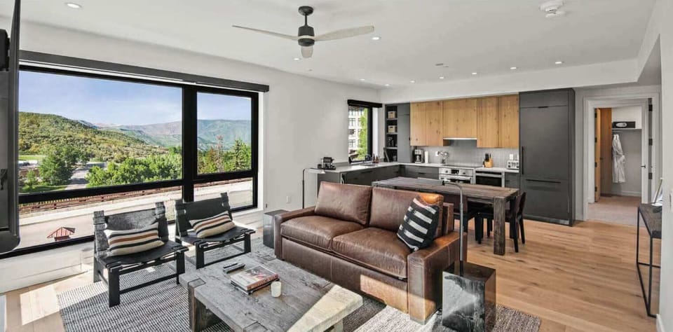 Living room, dining area, kitchen