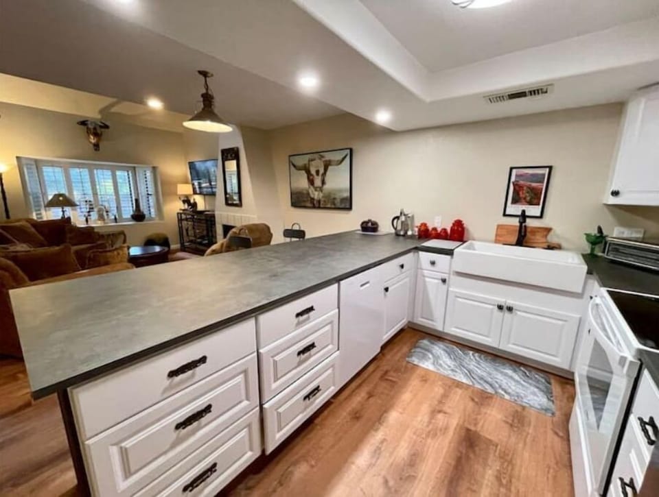 New Kitchen with large bar and Farm sink
