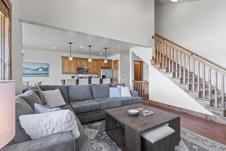 Great room off of kitchen and dining space