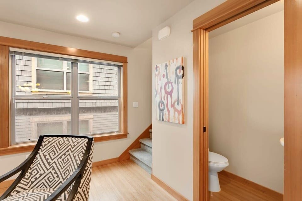 The half bathroom on 2F and stair to 3F