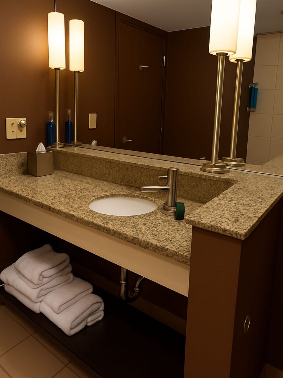 Eco-friendly toiletries, hair dryer, towels