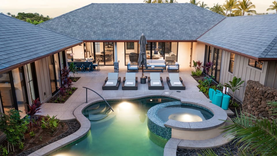 Aerial view of the outdoor living space