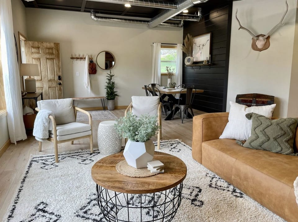 Open concept living room and dining area