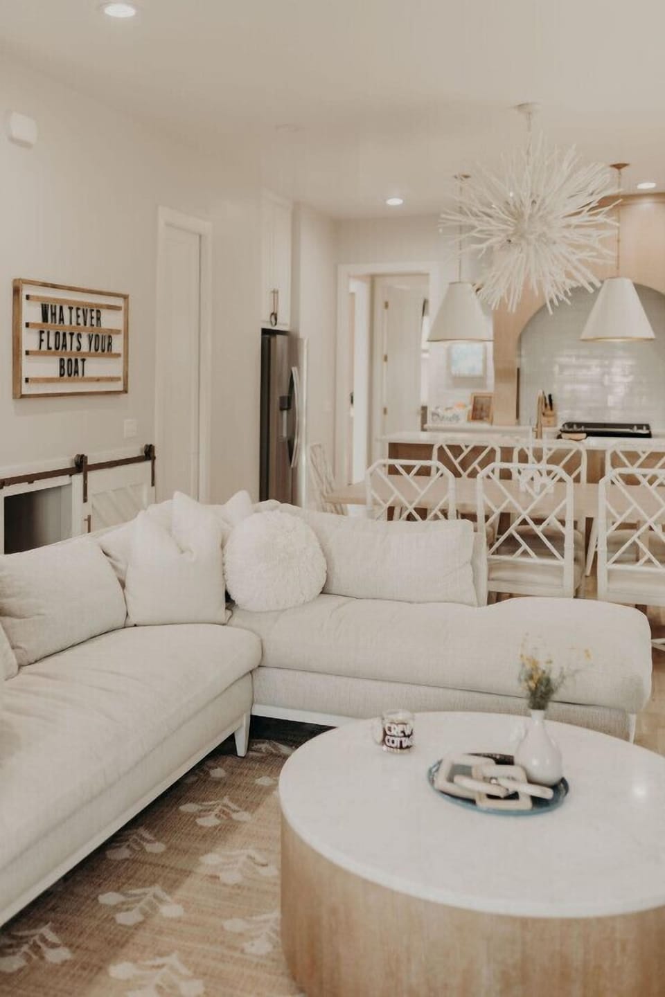 Living room with chic, designer touches