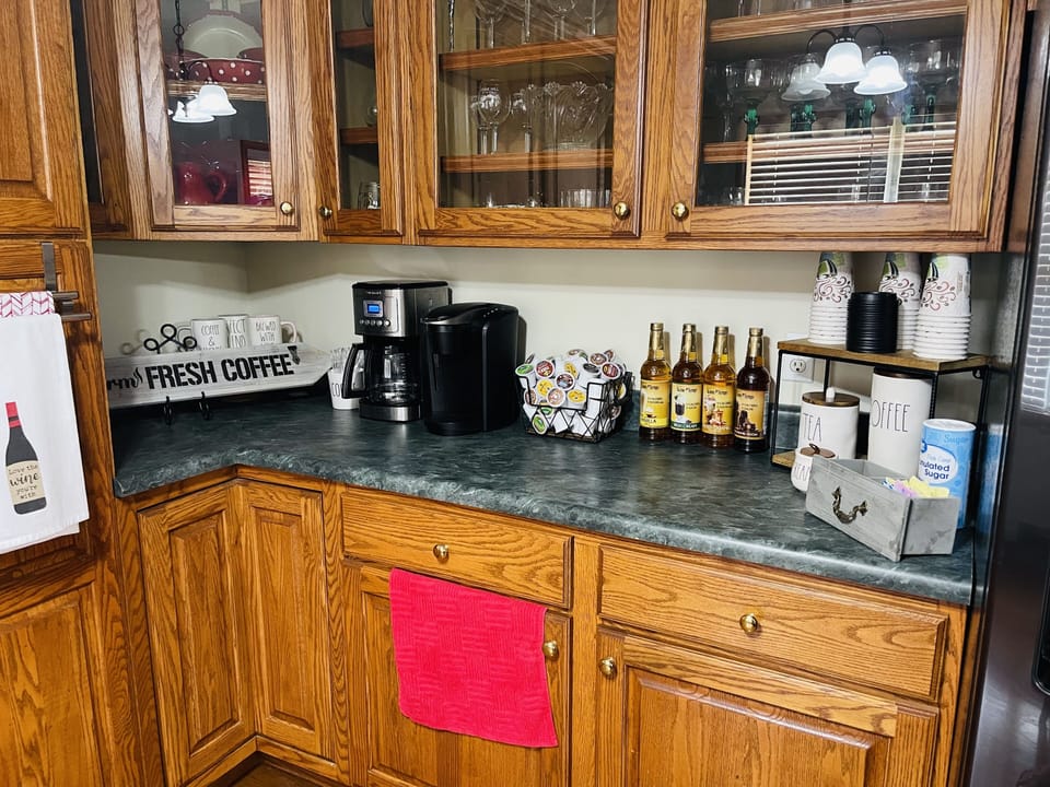 Well stocked coffee bar!