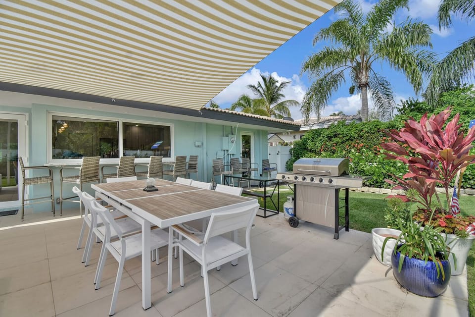 Outdoor dining area with BBQ