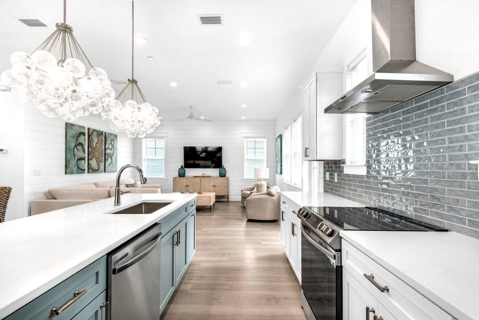 Azure's open concept kitchen ensures that the family chef is included in the fun