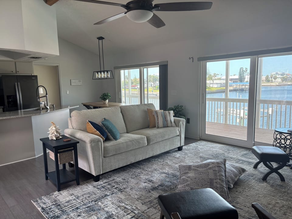Living room with sliding glass doors to balcony