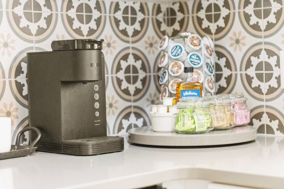 Start your day with a fresh cup from our Keurig coffee station.