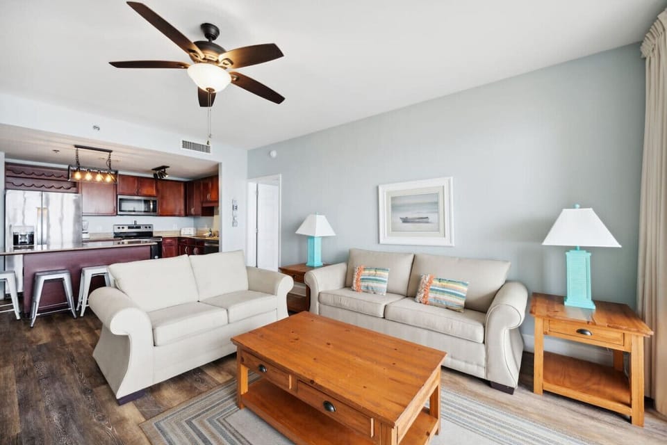 Living Area with Ocean Views, Sleeper Sofa, Flat Screen TV and Private Balcony Access