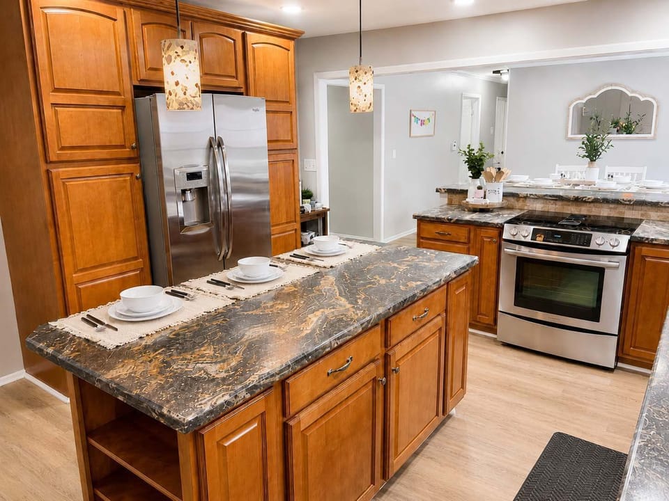 Kitchen | Central Breakfast Bar Perfect for Morning Coffee and Laid-Back Dining