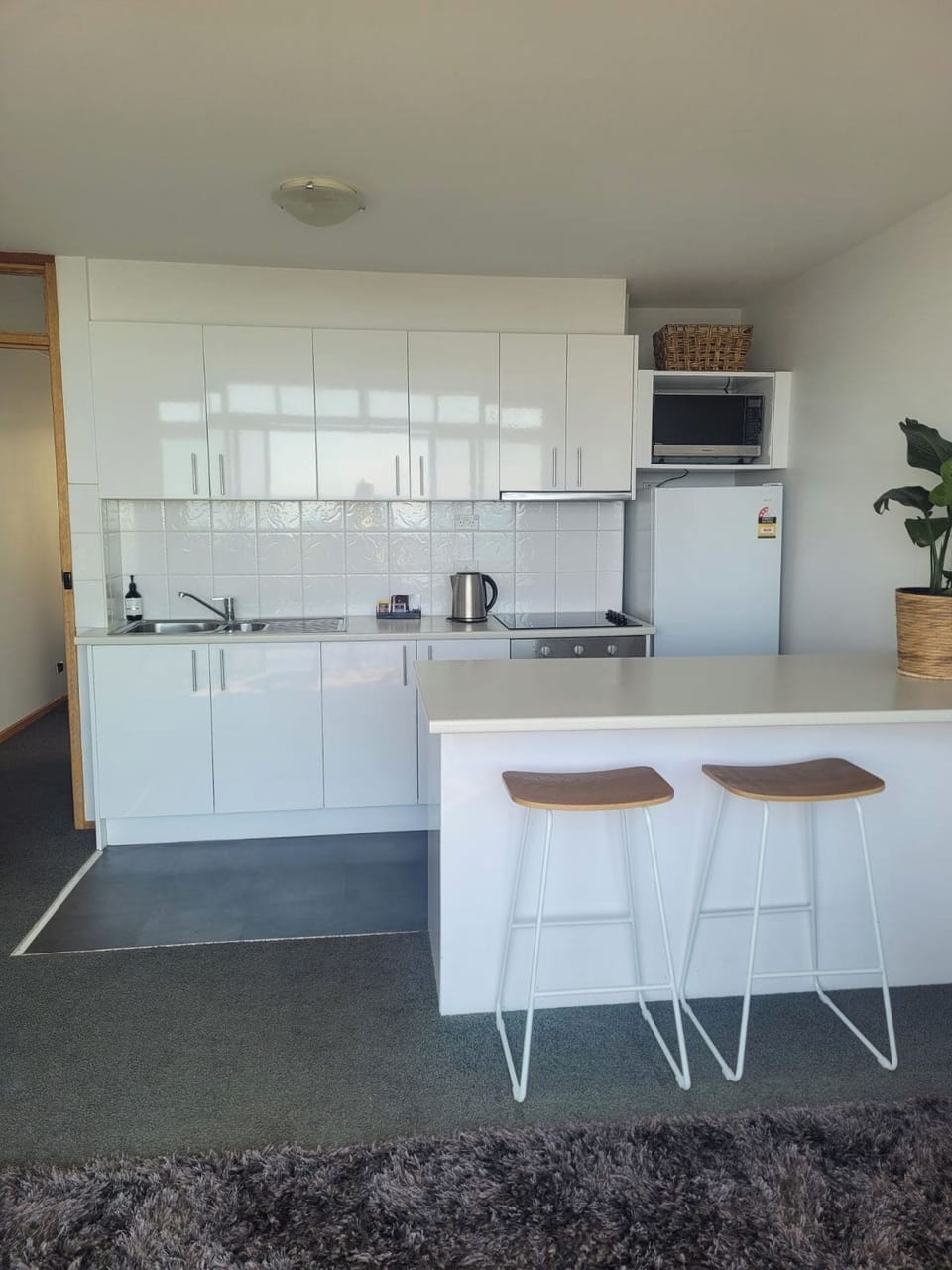 Full-size fridge, microwave, oven, stovetop