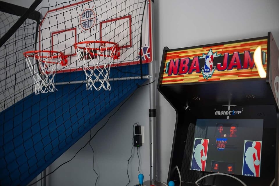 Recreation Garage with NBA JAM, Pop-a-Shot, and X-MEN