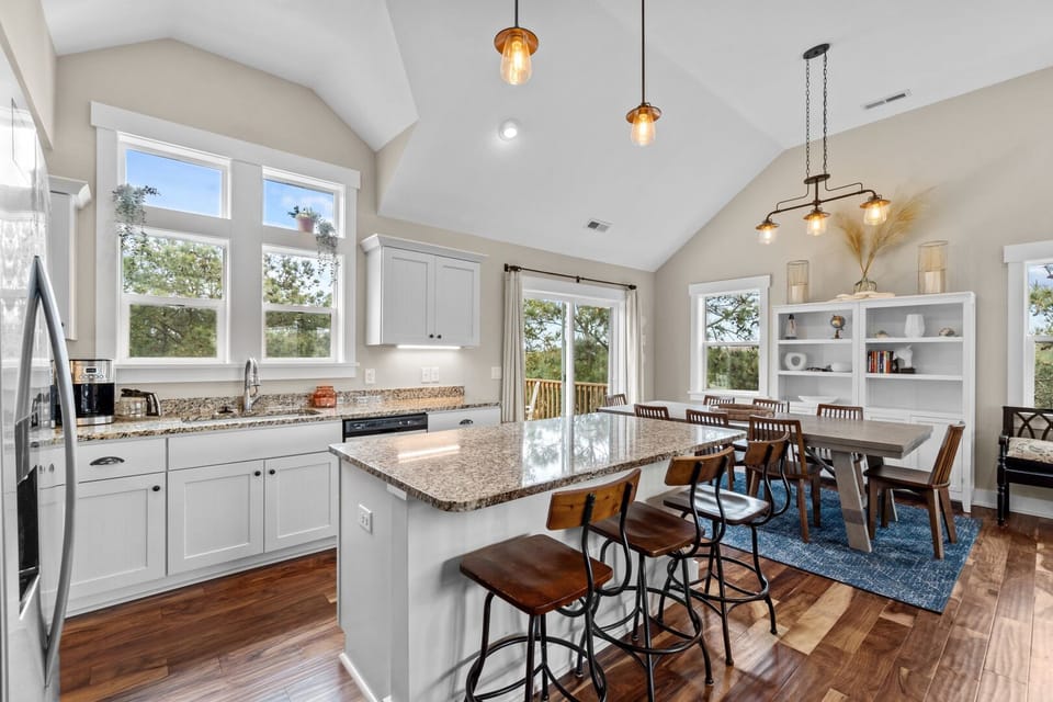 Kitchen with Bar Seating on Third Level