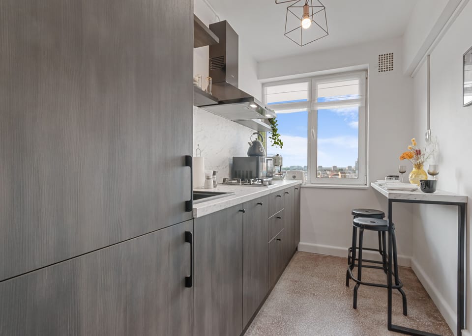 Executive Apartment | Private kitchen | Full-size fridge, microwave, dishwasher, electric kettle