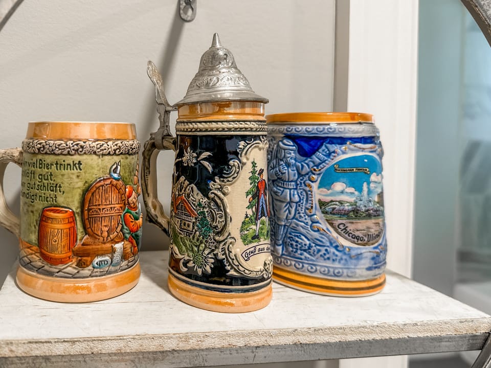 ....with a great display of unique vintage steins.