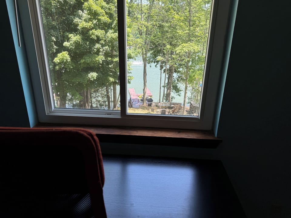 Work desk with lake views