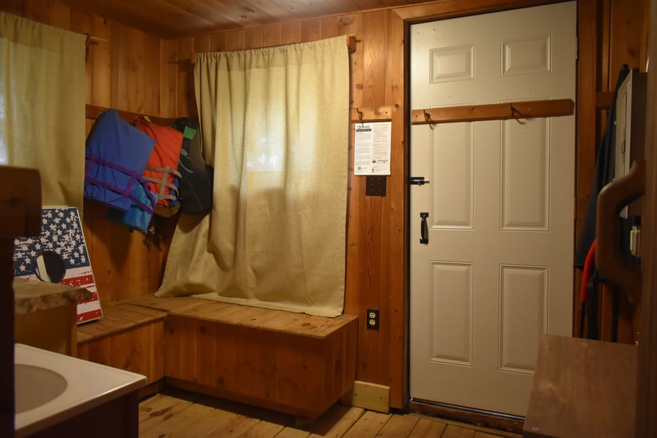 Dressing room in sauna.
