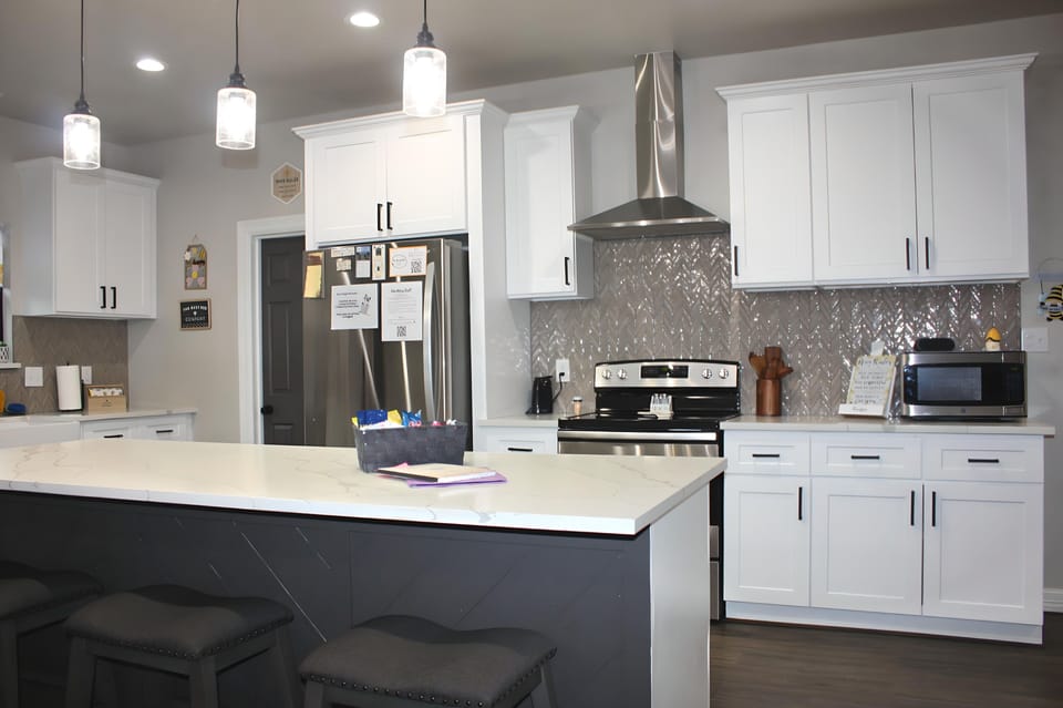Full kitchen with oven, stove, refrigerator, freezer, dishwasher, microwave, etc