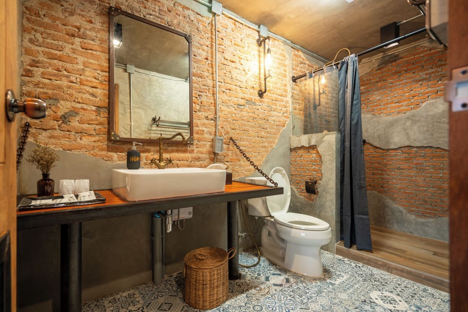 Shower, free toiletries, hair dryer, bathrobes