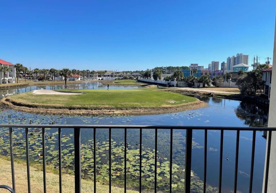 Balcony view of the 8th island green