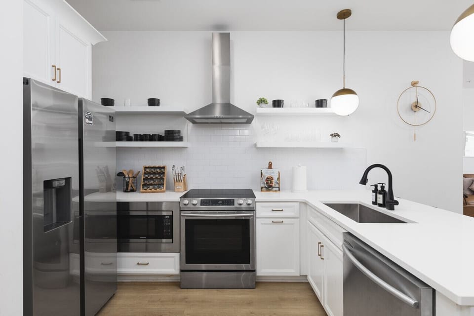 Fully-stocked kitchen with new dishware, utensils & appliances for all your cooking needs!