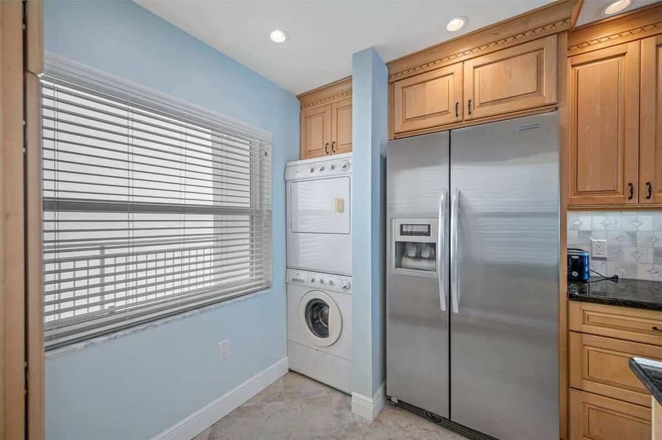 Our vacation rental with oceanfront view of Madeira Beach has washer and dryer with laundry products for your comfort.