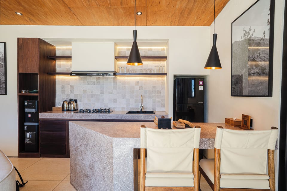 Two Bedroom Private Heated Pool Villa | Private kitchen | Electric kettle, dining tables