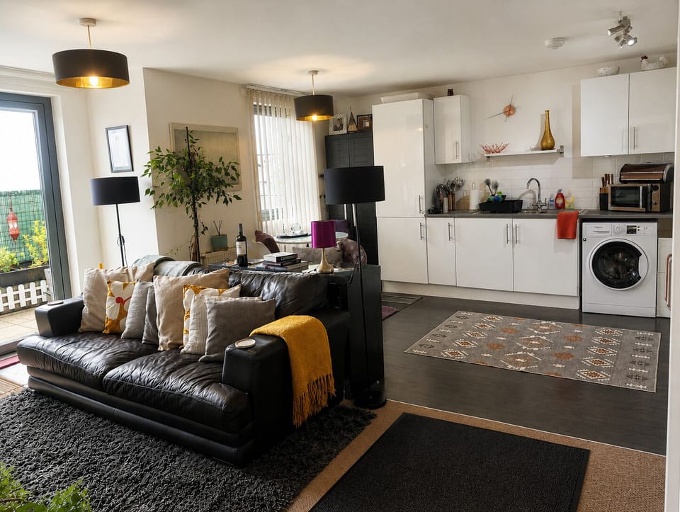 Open-plan living and kitchen area with accessible layout and easy flow