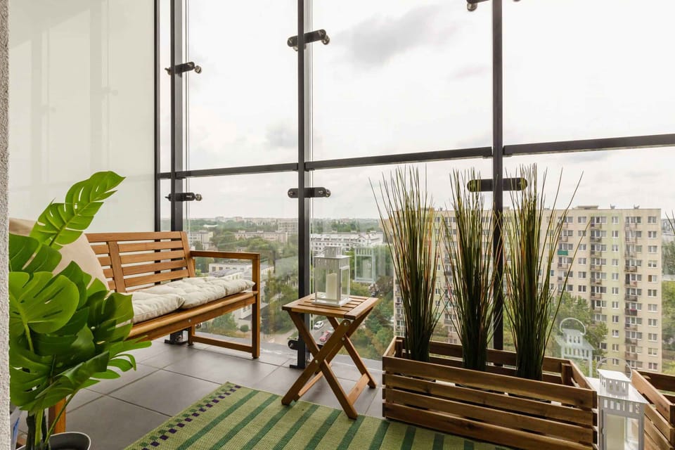 The balcony is a charming extension of the living space.