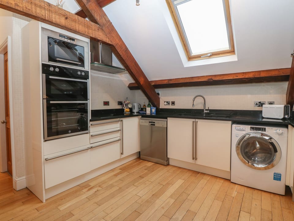 Fridge, dishwasher, electric kettle, toaster