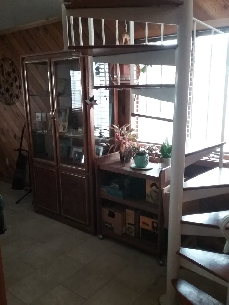 Spiral staircase to upstairs