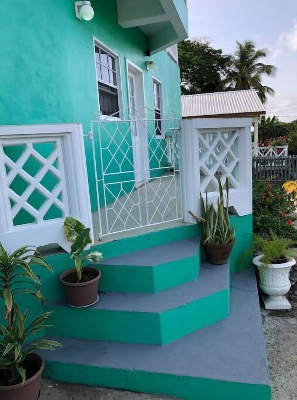 Front entrance through balcony 