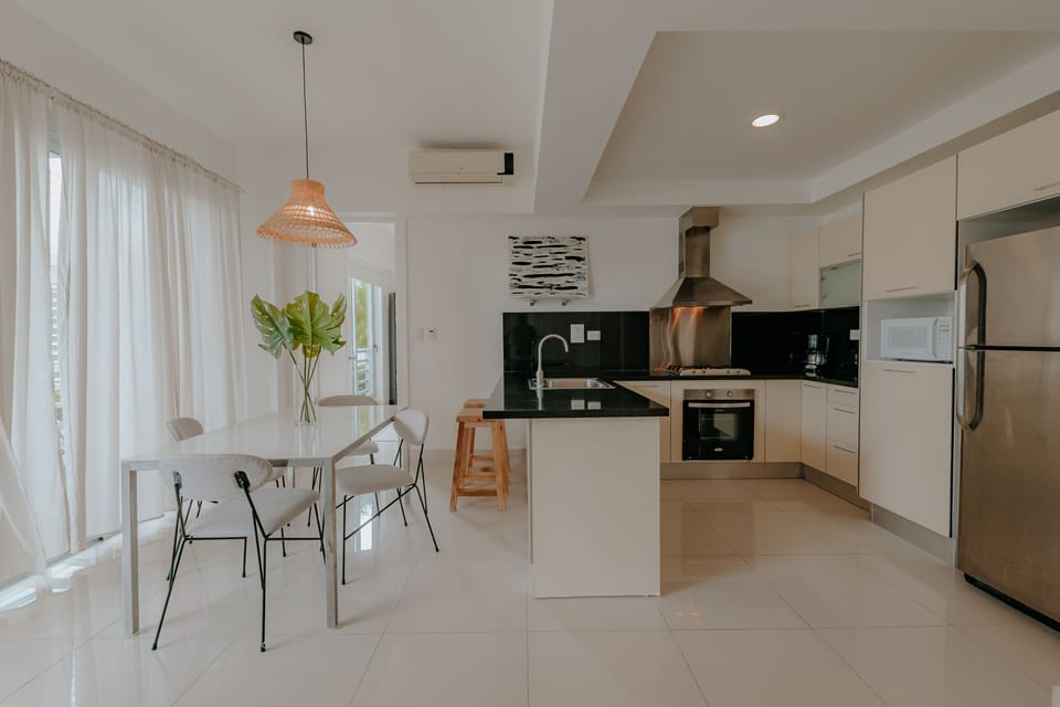 Apartment | Private kitchen | Full-size fridge, microwave, oven, stovetop