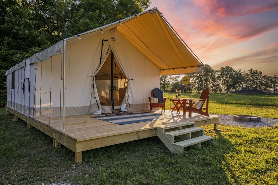 Beautiful exterior view of glamping tent