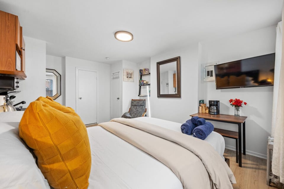 Stream and snooze: a comfy double bed with a smart TV