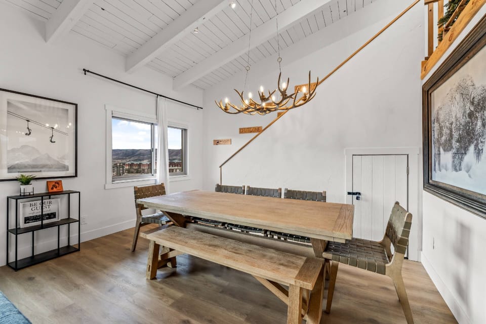 Comfortable dining area nestled within the light-filled great room.