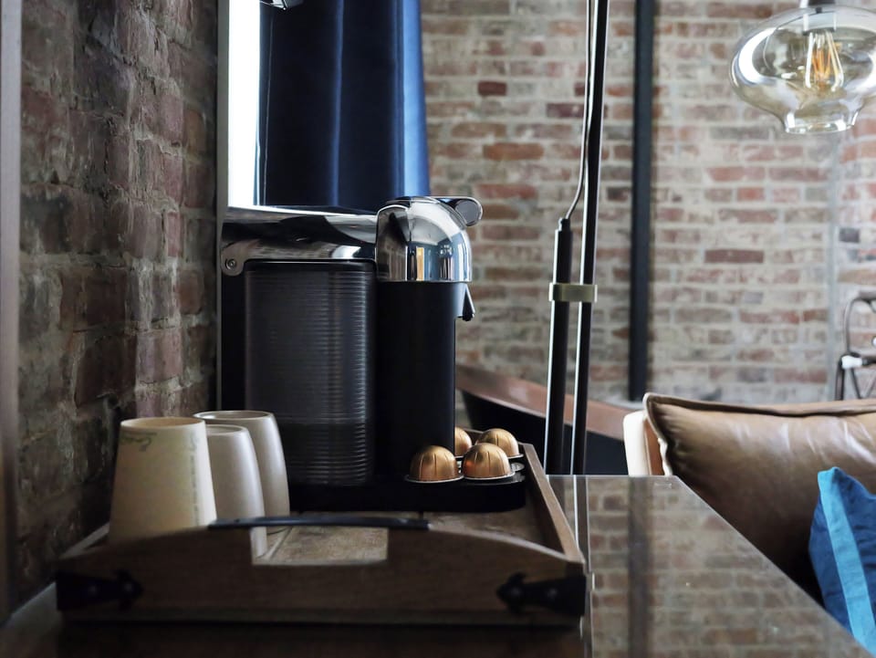 Convenient coffee station for your morning brew.