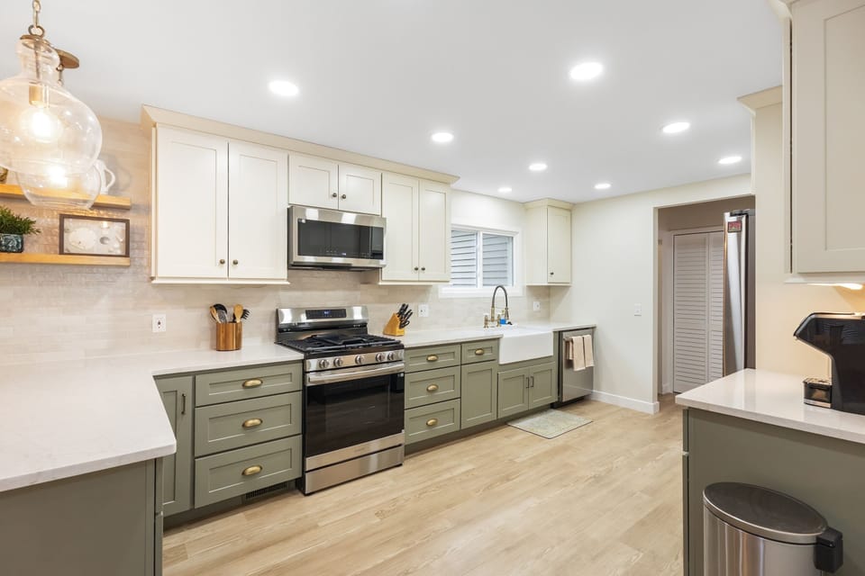 Beautifully done brand new kitchen with gas range