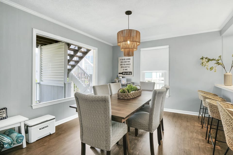 This comfortable dining room is perfect for meals and games; Unit B