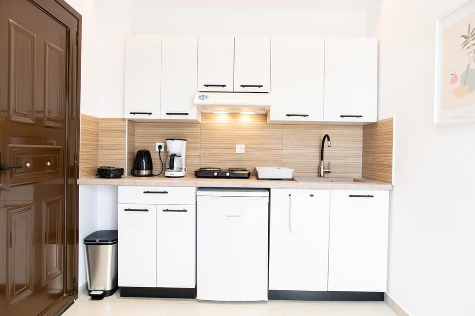 Apartment | Private kitchen | Fridge, stovetop, electric kettle