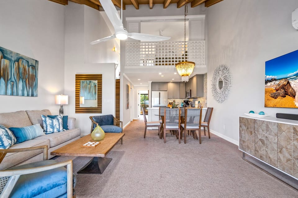 Luxury Condo | Living area | 80-inch Smart TV with digital channels