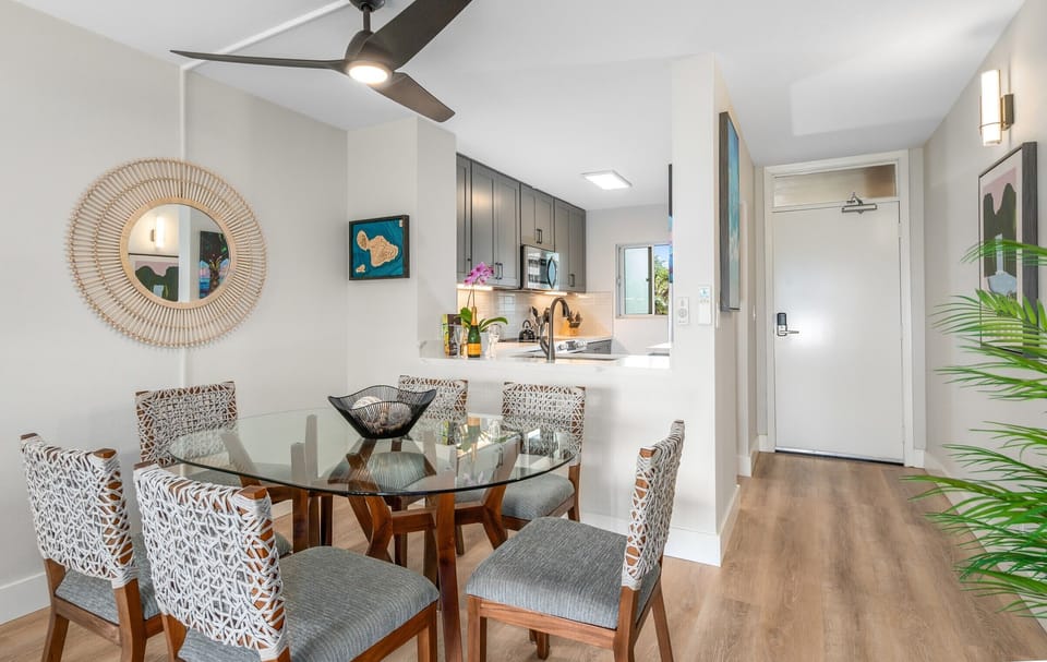 Luxury Condo | Living area | 80-inch Smart TV with cable channels